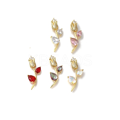 Rack Plating Brass Micro Pave Cubic Zirconia Pendants KK-G500-31B-G-1