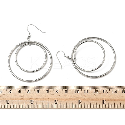 Electroplated 304 Stainless Steel Flat Round Dangle Earrings LS-EJEW-Z129-09P-1