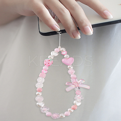 1Pc Resin Beaded Mobile Phone Lanyard Wrist Strap AJEW-LP0004-38-1