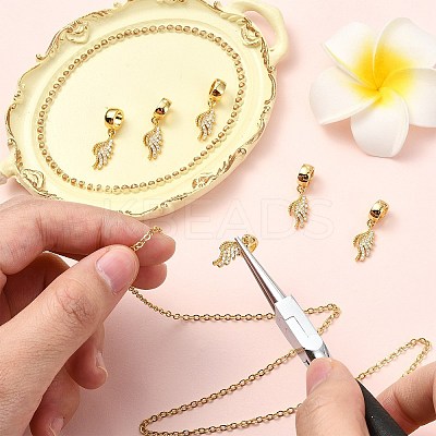 6Pcs Brass Micro Pave Clear Cubic Zirconia European Dangle Charms KK-CJ0002-75-1
