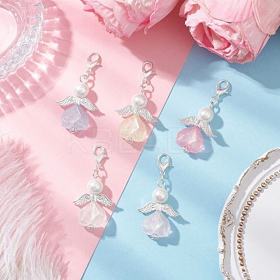 Heart Angel Acrylic Pendant Decorations HJEW-JM03655-01-1