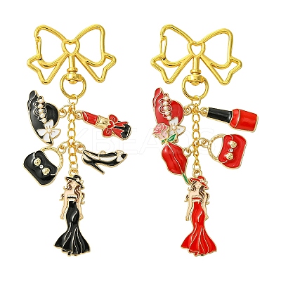 Women Bag Hat Shoes Alloy Enamel Pendant Decoration HJEW-YW00080-01-1