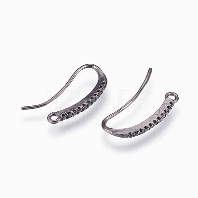 Brass Earring Hooks with Cubic Zirconia KK-P150-43B-1