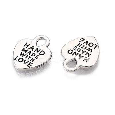 Tibetan Style Alloy Heart Charms TIBEP-Q035-07AS-NR-1