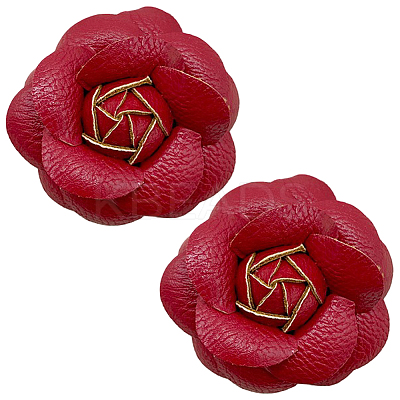 Flower Imitation Leather Shoe Decoration AJEW-WH20020-341A-1