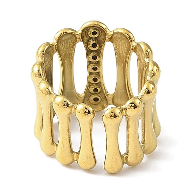 Ion Plating(IP) 304 Stainless Steel Open Cuff Ring for Women RJEW-F166-04G-02-1