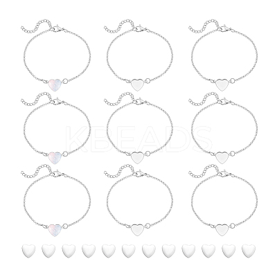 DIY Blank Heart 304 Stainless Steel Link Bracelet Making Kit BJEW-UN00005-1