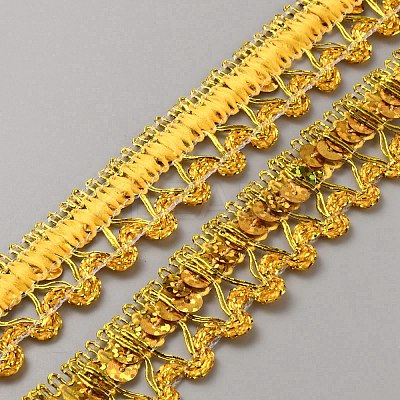 13M Metallic Lace Trim Ribbon with Paillettes OCOR-WH0070-123B-1