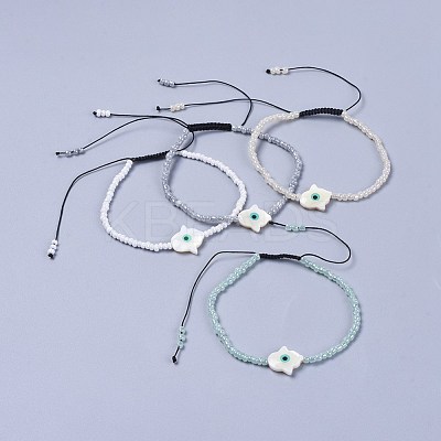 Adjustable Nylon Thread Braided Beads Bracelets BJEW-JB04370-1