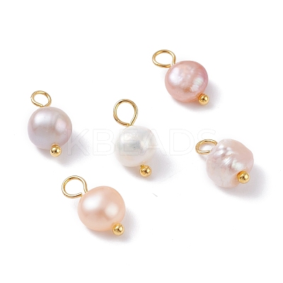 Natural Cultured Freshwater Pearl Charms X-PALLOY-JF01098-02-1