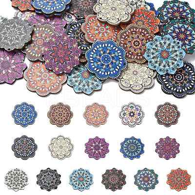 32Pcs 16 Styles Printed Wooden Pendants WOOD-CJ0001-96-1
