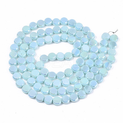 Electroplate Opaque Solid Color Glass Beads Strands EGLA-T020-07F-1