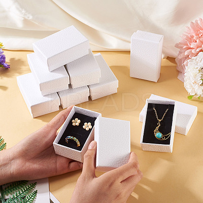 Litchi Textured Paper Jewelry Ring Earrings Storage Boxes CON-TAC0001-22B-1