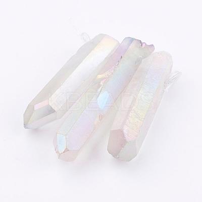 Electroplated Natural Quartz Crystal Graduated Beads Strands G-P315-A10-1