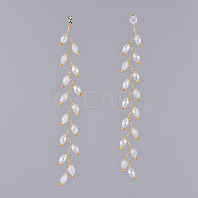 Electroplate Glass Beads Dangle Stud Earrings EJEW-JE03820-1