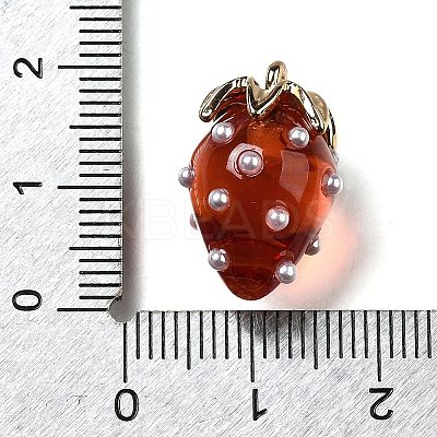 Strawberry Brass Acrylic Pendants OACR-R006-02G-01-1