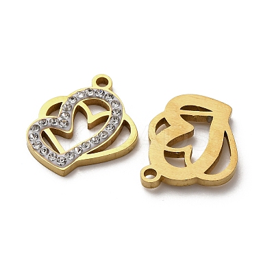 304 Stainless Steel Clay Rhinestone Pendants STAS-P406-17D-G-1