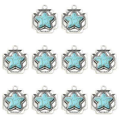10Pcs Synthetic Turquoise Pendants FIND-YW0009-37-1