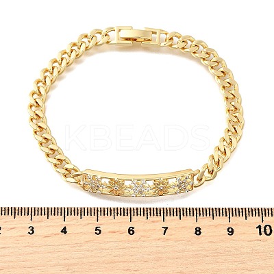 Brass Micro Pave Clear Cubic Zirconia Link Bracelets BJEW-F498-04A-G-1