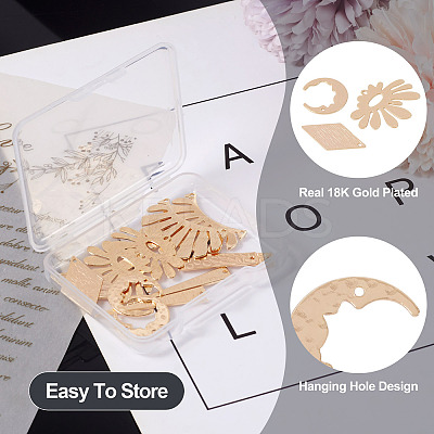 12Pcs 6 Styles Rack Plating Brass Pendants KK-TA0001-56-1