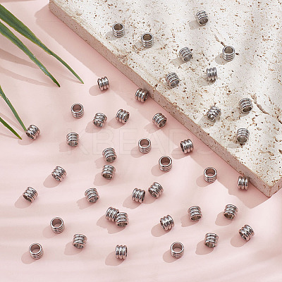120Pcs 202 Stainless Steel Beads STAS-ME0002-49-1
