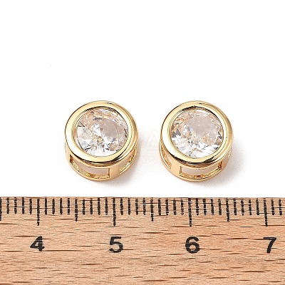 Brass Micro Pave Cubic Zirconia Beads KK-A259-12G-01-1