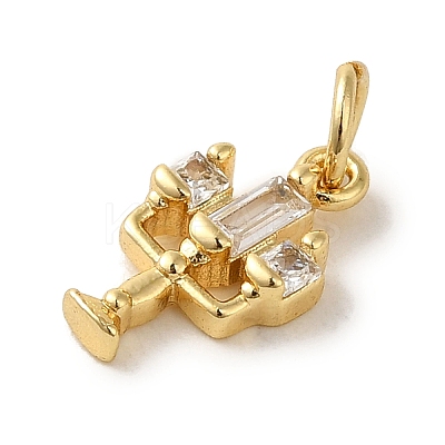 Brass Micro Pave Clear Cubic Zirconia Pendants X-KK-R162-023G-1