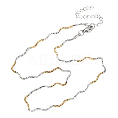1.5MM Two Tone 304 Stainless Steel Wave Snake Chain Necklaces for Women NJEW-G194-01GP-1