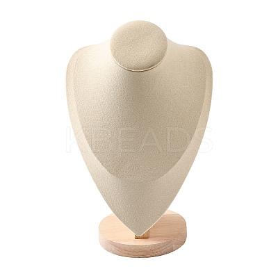 Microfiber Wooden Necklace Displays NDIS-O008-03A-L-1
