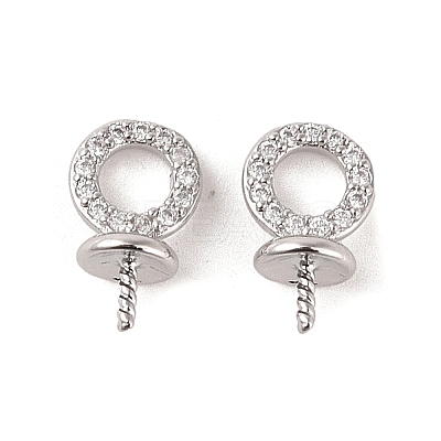 Brass with Cubic Zirconia Peg Bails KK-B087-13B-P-1