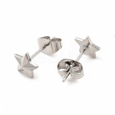 Non-Tarnish 304 Stainless Steel Star Stud Earrings for Women EJEW-C004-08P-1