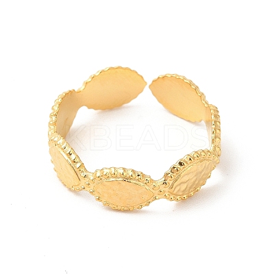 Ion Plating(IP) 304 Stainless Steel Horse Eye Open Cuff Ring for Women RJEW-E063-26G-1