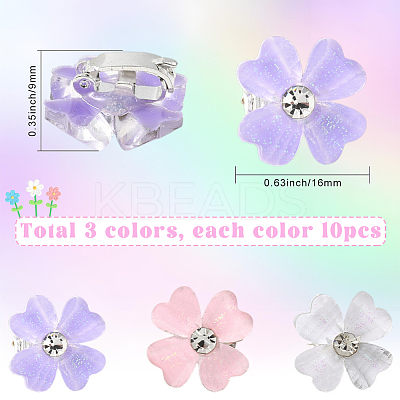 30Pcs 3 Colors Zinc Alloy Resin Hair Fastener OHAR-SC0001-16B-1