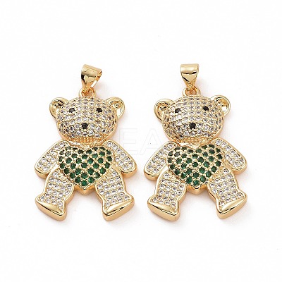 Brass Micro Pave Clear Cubic Zirconia Pendants ZIRC-F135-26G-01-1