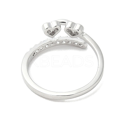 Heart Brass Micro Pave Cubic Zirconia Open Cuff Ring for Women LS-RJEW-A040-01P-1