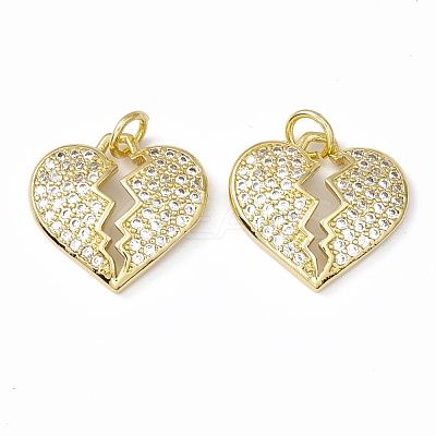 Rack Plating Brass Micro Pave Clear Cubic Zirconia Pendants ZIRC-C041-07G-1