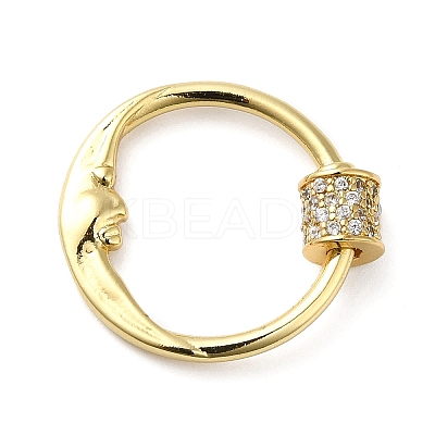 Rack Plating Brass Micro Pave Clear Cubic Zirconia Screw Carabiner Lock Charms KK-D047-08G-1
