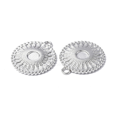Tarnish Resistant 304 Stainless Steel Pendant Cabochon Settings STAS-C066-13P-1