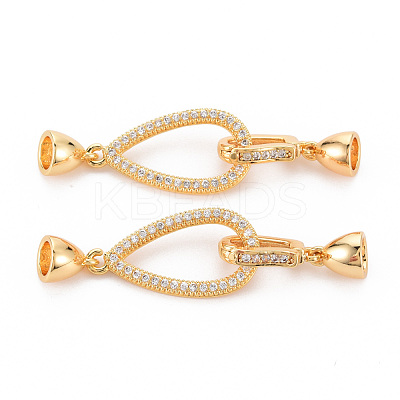 Brass Micro Pave Clear Cubic Zirconia Fold Over Clasps KK-S354-316-NF-1