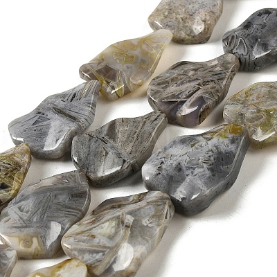 Natural Bamboo Leaf Agate Beads Strands G-NH0014-F01-01-1
