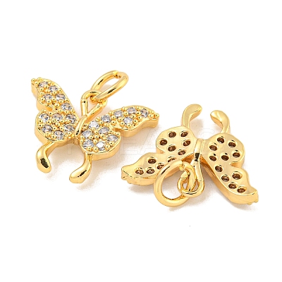 Brass Micro Pave Clear Cubic Zirconia Pendants KK-P275-35G-1
