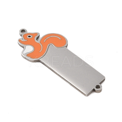 304 Stainless Steel Dark Orange Enamel Connector Charms STAS-P377-12P-1