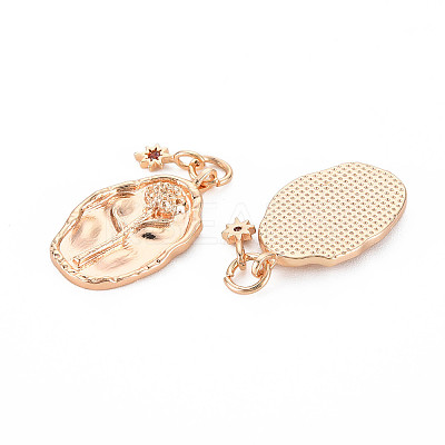 Mother's Day Brass Hyacinth Rhinestone Pendants X-KK-S364-213-1