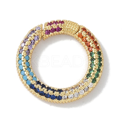 Rack Plating Brass Micro Pave Cubic Zirconia Twister Clasps KK-NH0002-04G-02-1