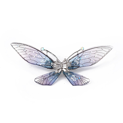 Bling Resin Butterfly Brooch Pin with Crystal Rhinestone LS-JEWB-P016-04P-03-1