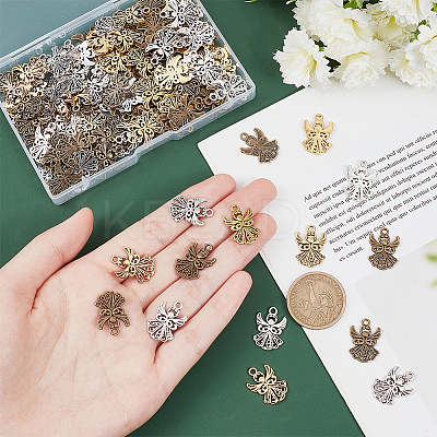 120PCS 3Colors Angel Tibetan Style Alloy Pendants TIBEP-PH0001-66-1