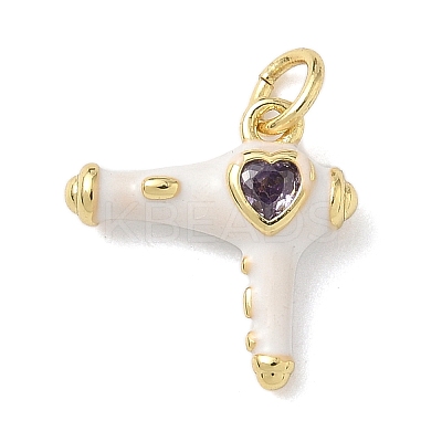 Brass Micro Pave Cubic Zirconia Charms KK-B155-17G-1