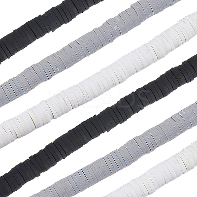 3 Strands 3 Colors Flat Round Handmade Polymer Clay Beads CLAY-SC0001-62-1