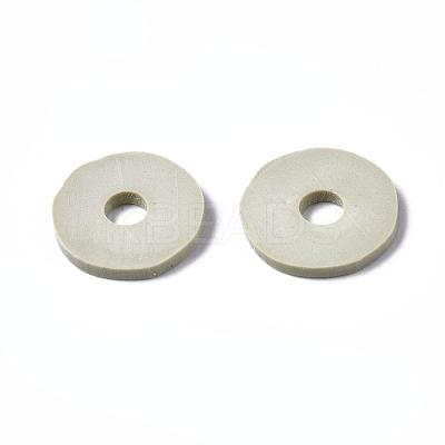 Flat Round Handmade Polymer Clay Beads CLAY-R067-12mm-02-1