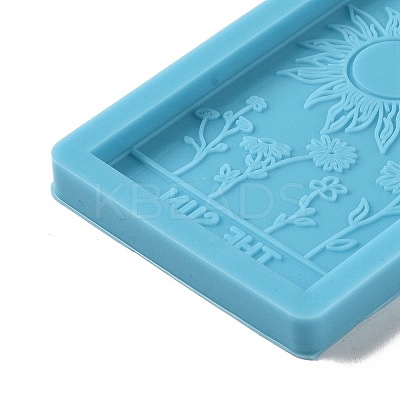 DIY Rectangle Tarot Card with Sun & Flower Pattern Pendant Food Grade Silicone Molds DIY-G083-04-1